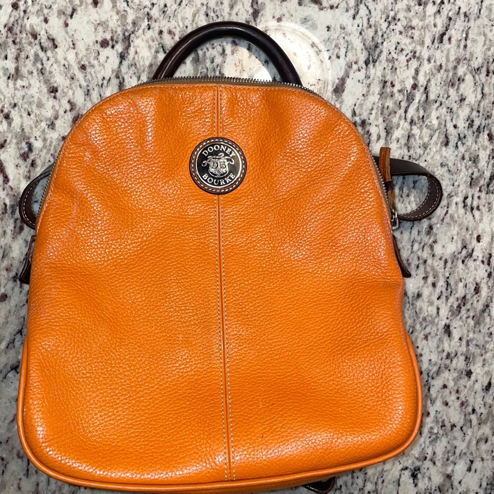 Dooney and Bourke, orange leather book bag purse